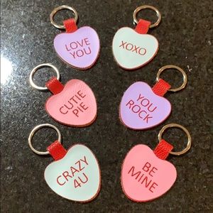 Set of 6 Convo Heart Keychains
